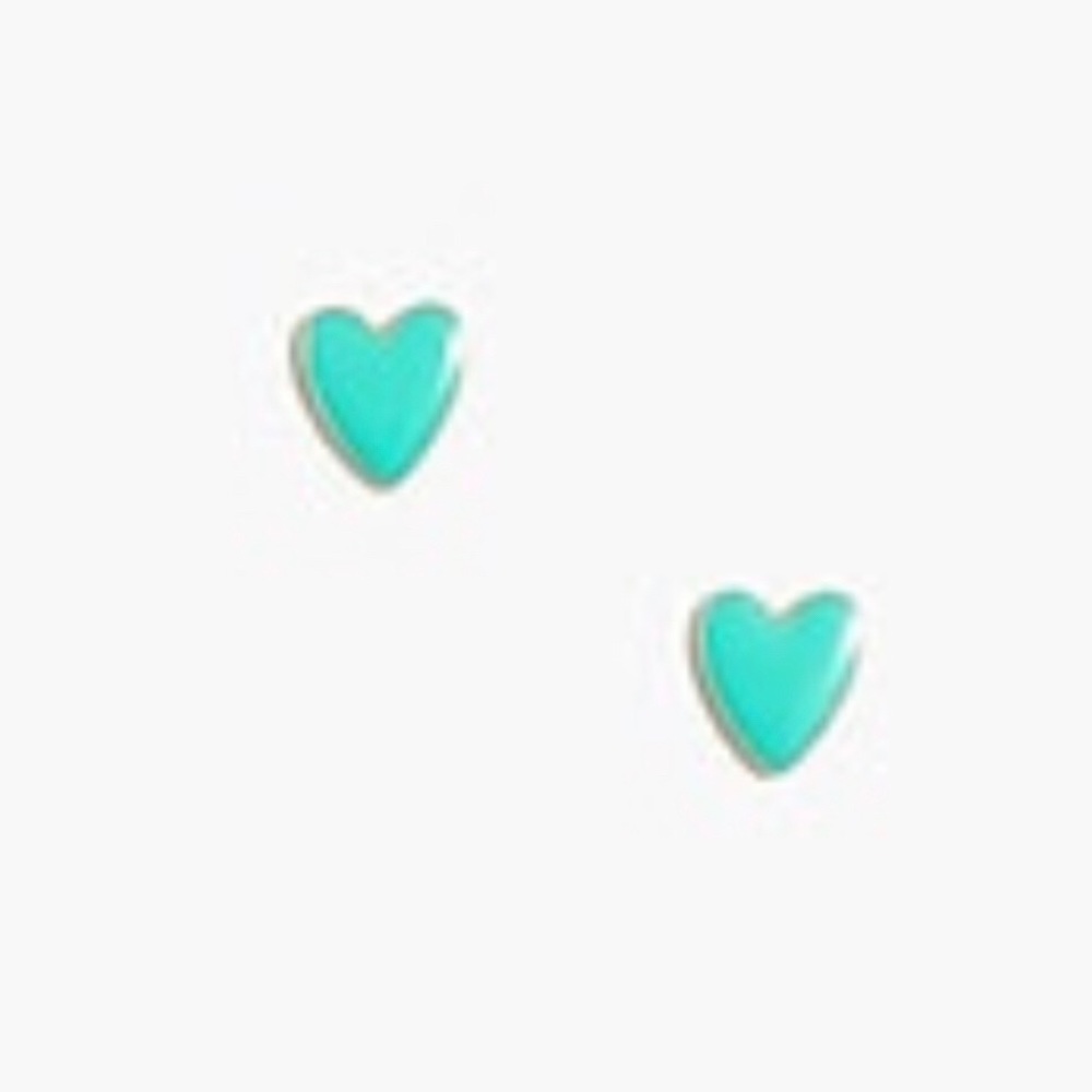 J Crew Enamel Heart Earrings in sun washed mint